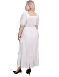 NY Collection Plus Size Short Sleeve Tiered Midi Dress -Dressbarn Store short sleeve tiered midi dress plus 781585