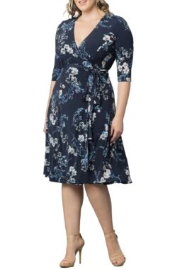 Elegant Plus Size Midi Wrap Dress - Flattering 3/4 Sleeve Silhouette 11 Elegant Plus Size Midi Wrap Dress - Flattering 3/4 Sleeve Silhouette -Dressbarn Store signature wrap dress plus 943301