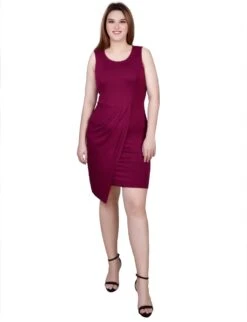 NY Collection Sleeveless Faux Wrap Skirt Dress