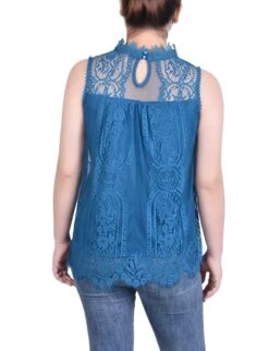 NY Collection Petite Sleeveless Mock Neck Lace Top -Dressbarn Store sleeveless mock neck lace top petite 940845