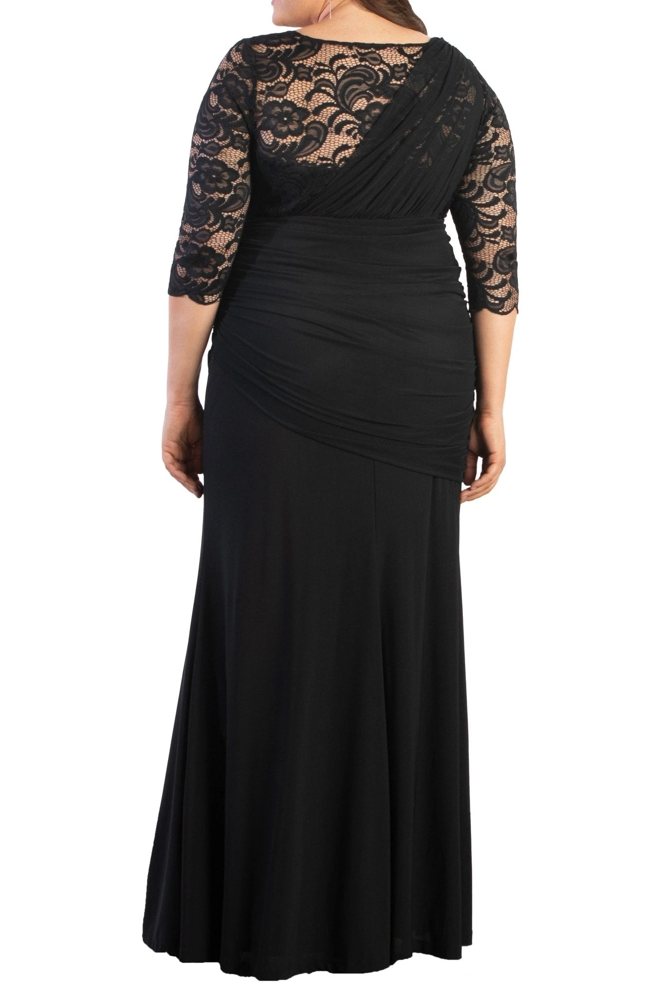 Plus Size Soiree Evening Gown - Elegant One-Shoulder Illusion Trumpet Dress 2 Plus Size Soiree Evening Gown - Elegant One-Shoulder Illusion Trumpet Dress - Image 2