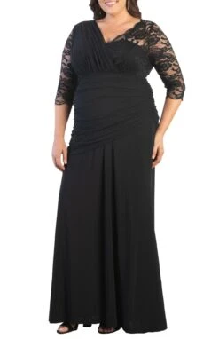 Plus Size Soiree Evening Gown - Elegant One-Shoulder Illusion Trumpet Dress