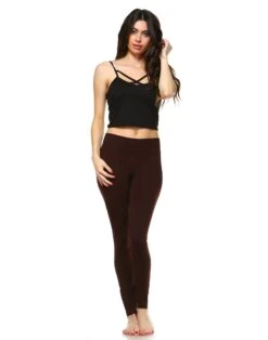 Premium Ultra-Soft Solid Leggings - Versatile One-Size Slim Fit -Dressbarn Store solid leggings 400537