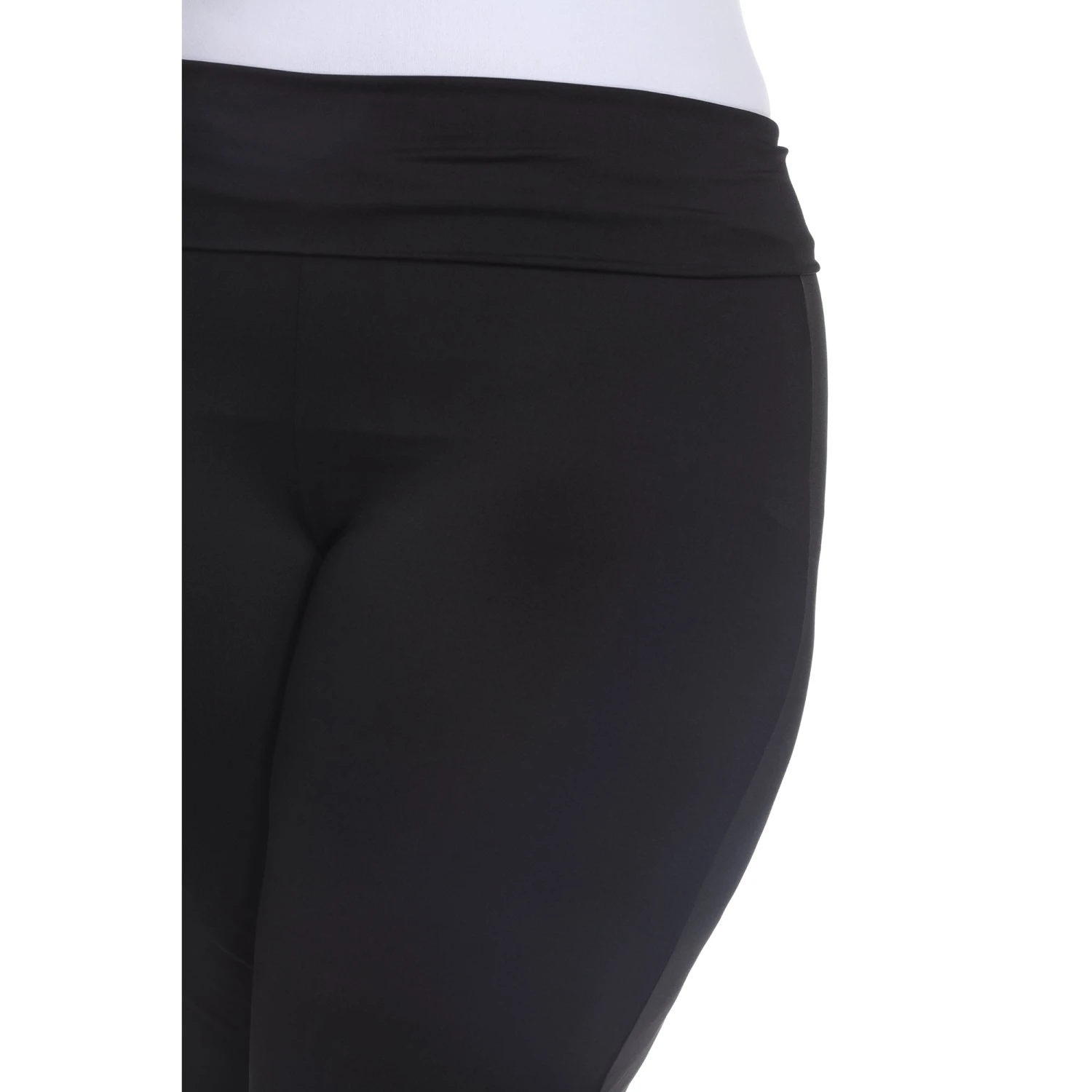 Plus Size Wide Leg Palazzo Pants with Fold Over Waistband 3 Plus Size Wide Leg Palazzo Pants with Fold Over Waistband - Image 3