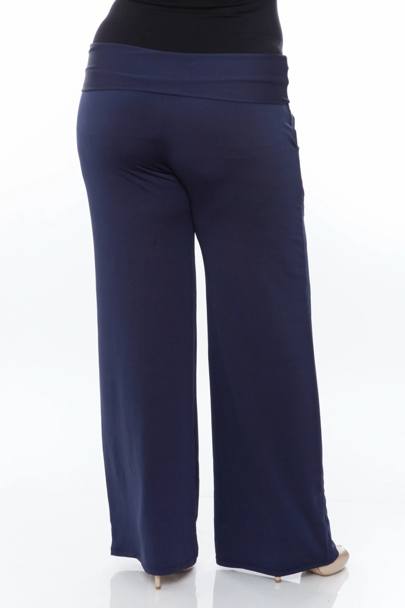 Plus Size Wide Leg Palazzo Pants with Fold Over Waistband 13 Plus Size Wide Leg Palazzo Pants with Fold Over Waistband - Image 13