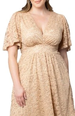 Plus Size Sequined Lace Cocktail Dress with Flutter Sleeves and Pockets -Dressbarn Store starry sequined lace cocktail dress plus 448751