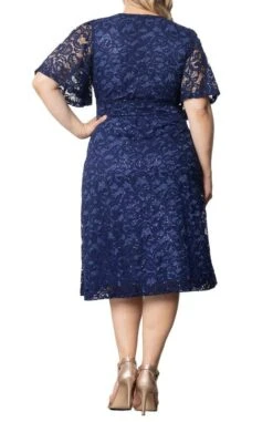 Plus Size Sequined Lace Cocktail Dress with Flutter Sleeves and Pockets -Dressbarn Store starry sequined lace cocktail dress plus 727020