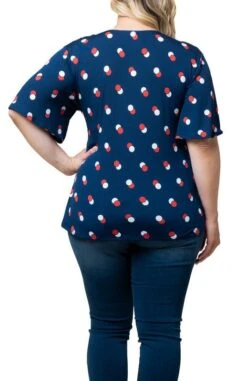 Plus Size Faux Wrap Top with Draped Waist - Stella Flutter Sleeve Blouse -Dressbarn Store stella cinch top plus 148788