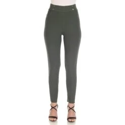 Women's High Waisted Scuba Pants with Pockets - Super Soft Elastic Waistband