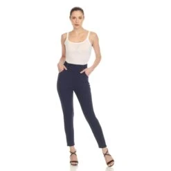 Women's High Waisted Scuba Pants with Pockets - Super Soft Elastic Waistband 39 Women's High Waisted Scuba Pants with Pockets - Super Soft Elastic Waistband -Dressbarn Store super soft elastic waistband scuba pants 933235