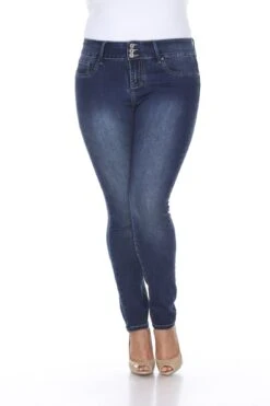 Plus Size Super Stretch Skinny Denim Jeans with Slimming Waistband
