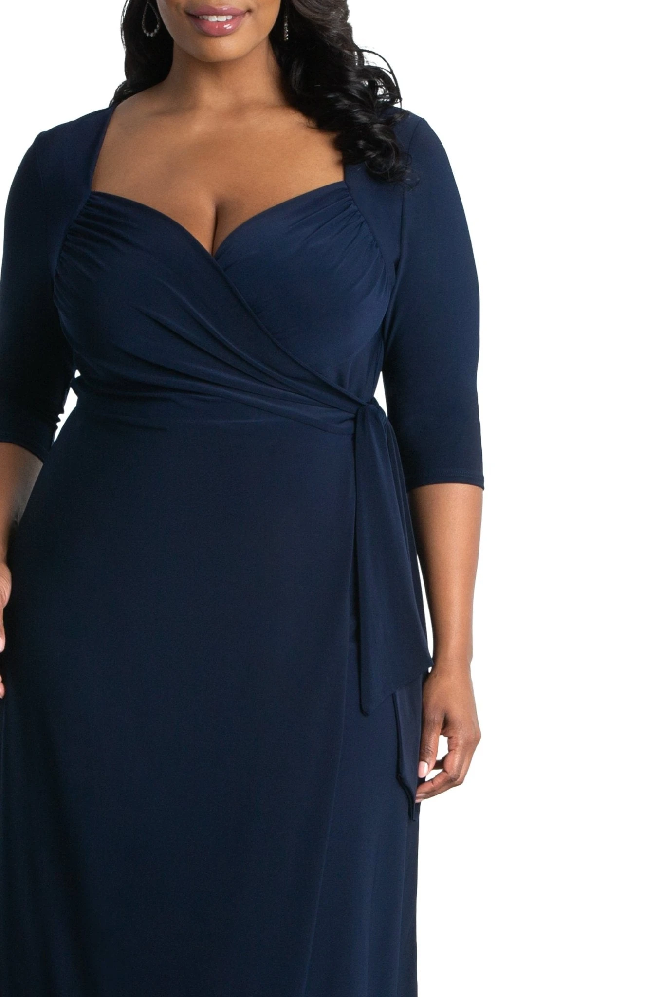Plus Size Sweetheart Knit Wrap Dress - Versatile Midi for Any Occasion 2 Plus Size Sweetheart Knit Wrap Dress - Versatile Midi for Any Occasion - Image 2