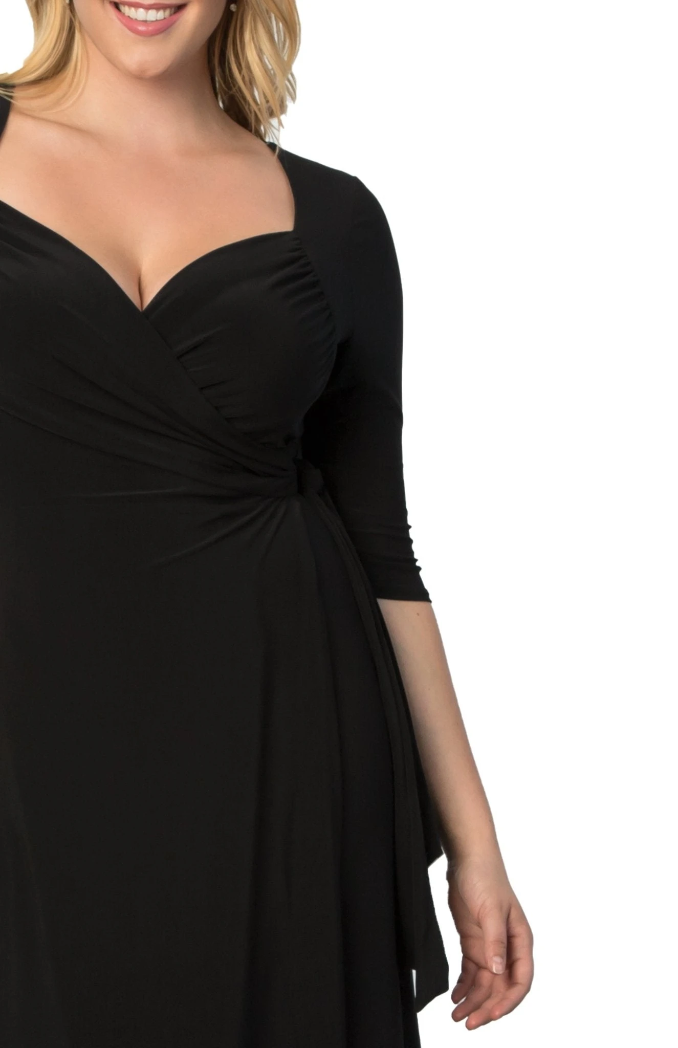Plus Size Sweetheart Knit Wrap Dress - Versatile Midi for Any Occasion 6 Plus Size Sweetheart Knit Wrap Dress - Versatile Midi for Any Occasion - Image 6