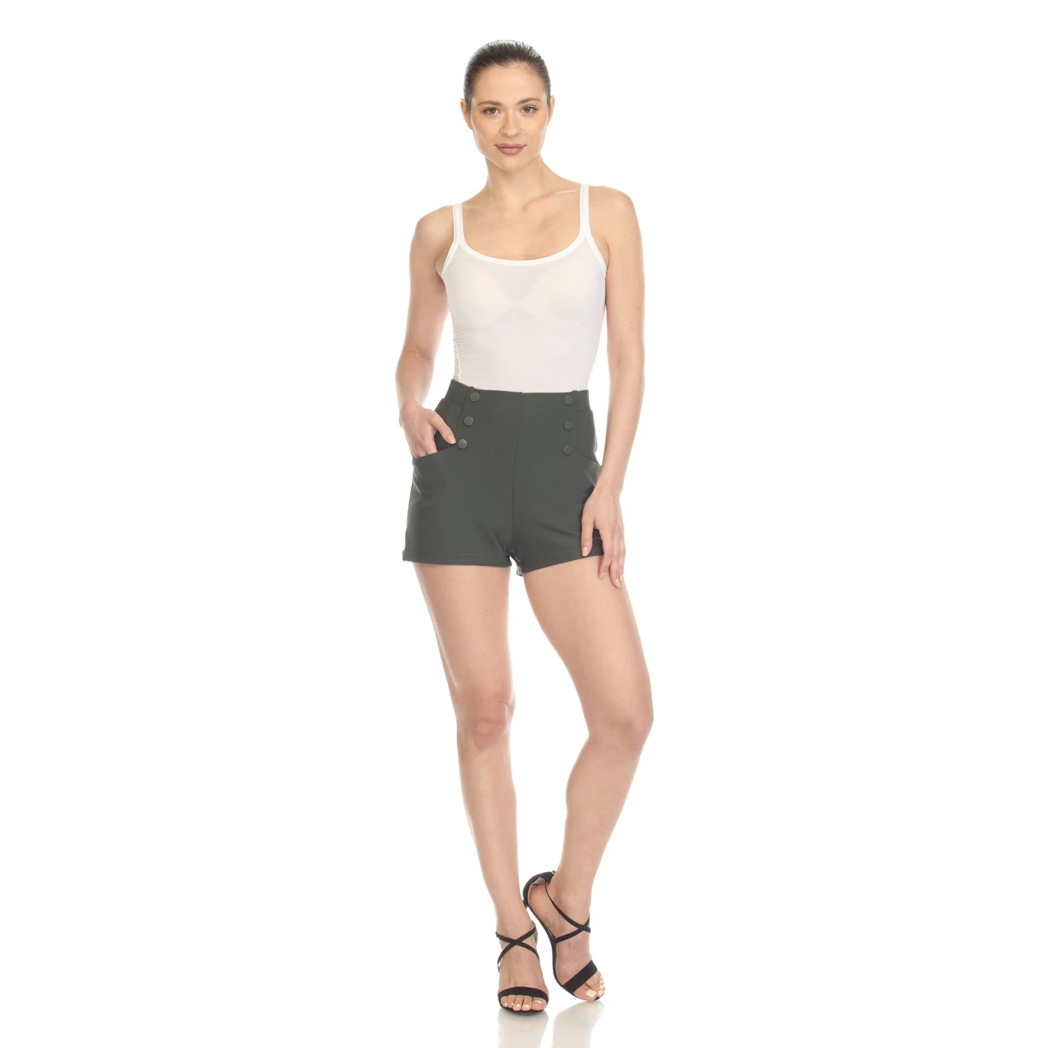 Sophisticated Tailored Front Button Shorts - High Waist & Slim Fit 15 Sophisticated Tailored Front Button Shorts - High Waist & Slim Fit - Image 15