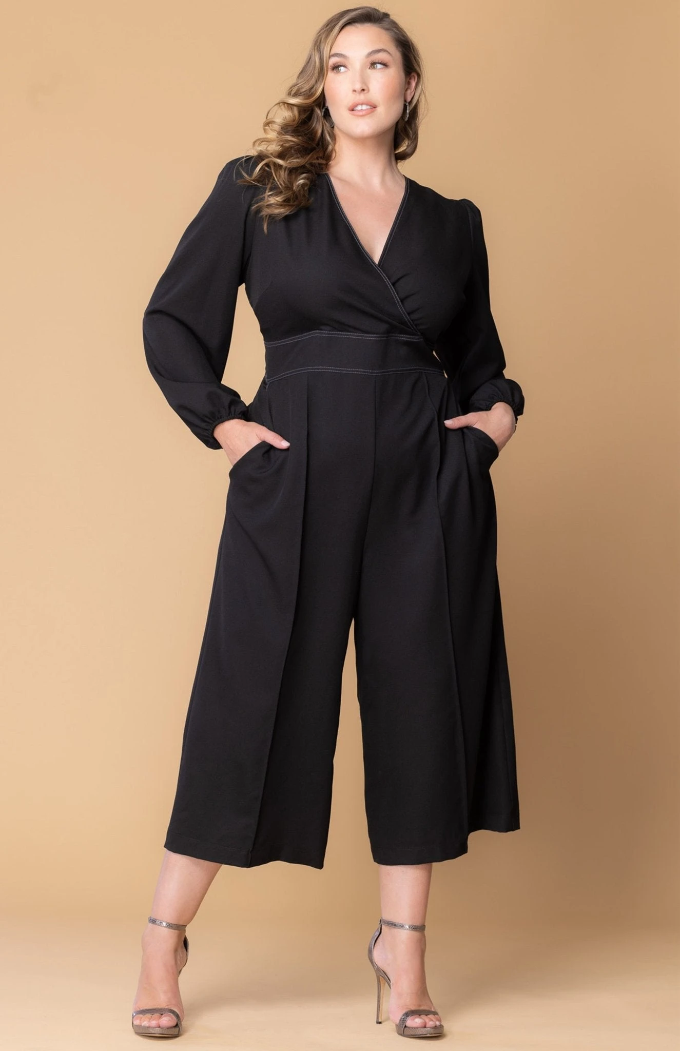 Tessa Plus Size Cropped Wide-Leg Jumpsuit with Elegant Surplice Neckline 1 Tessa Plus Size Cropped Wide-Leg Jumpsuit with Elegant Surplice Neckline