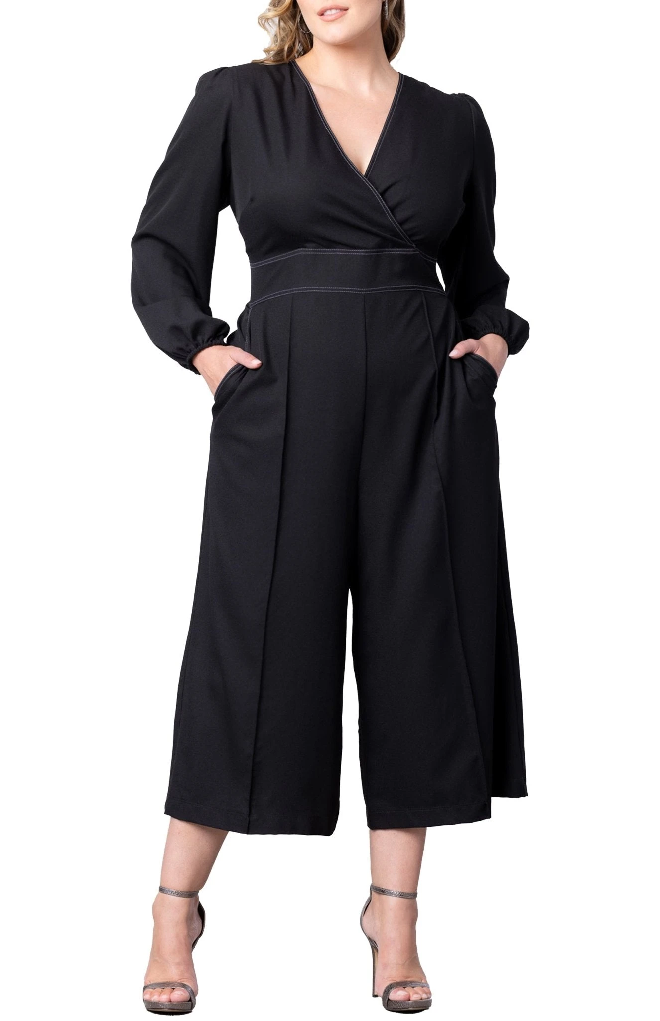Tessa Plus Size Cropped Wide-Leg Jumpsuit with Elegant Surplice Neckline 2 Tessa Plus Size Cropped Wide-Leg Jumpsuit with Elegant Surplice Neckline - Image 2