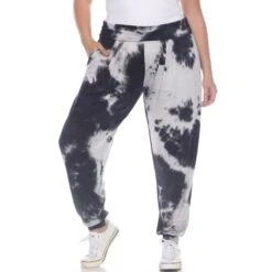 Plus Size Tie Dye Harem Pants with Pockets: Relaxed Boho Aladdin Trousers