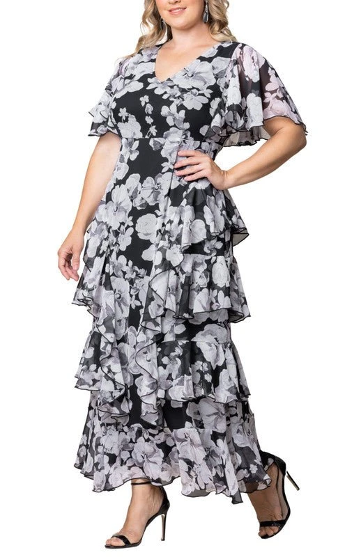 Plus Size Tour De Flounce Chiffon Evening Gown 10 Plus Size Tour De Flounce Chiffon Evening Gown - Image 10