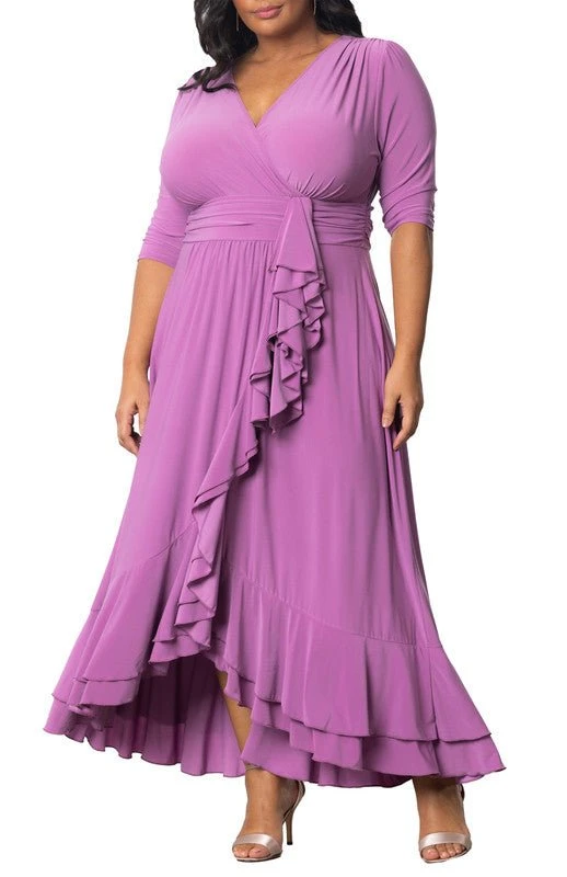 Veronica Plus Size Ruffled Evening Gown - Elegant Faux Wrap Design 2 Veronica Plus Size Ruffled Evening Gown - Elegant Faux Wrap Design - Image 2