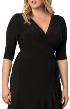 Plus Size Ruffled Midi Wrap Dress - Flattering Cocktail Style