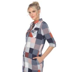 Women's Relaxed Fit Plaid Tunic Shirt with Roll-Tab Sleeves and Pockets -Dressbarn Store womens classic plaid tunic shirt 762871