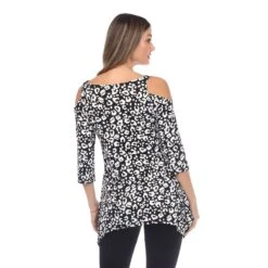 Leopard Print Cold Shoulder Tunic - Women's Sharkbite Hem Top 22 Leopard Print Cold Shoulder Tunic - Women's Sharkbite Hem Top -Dressbarn Store womens leopard cold shoulder tunic 393922