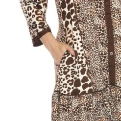 Leopard Print Shift Dress with Ruffled Hem and 3/4 Sleeves 10 Leopard Print Shift Dress with Ruffled Hem and 3/4 Sleeves -Dressbarn Store womens leopard print shift dress 110084