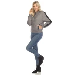 Lightweight Diamond Quilted Puffer Bomber Jacket with PU Accents -Dressbarn Store womens lightweight diamond quilted puffer bomber jacket 265286