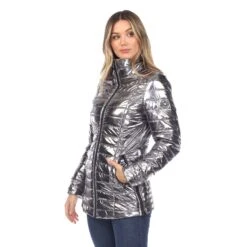 Women's Metallic Puffer Coat - Lightweight Fitted Winter Jacket 26 Women's Metallic Puffer Coat - Lightweight Fitted Winter Jacket -Dressbarn Store womens metallic puffer coat 105002