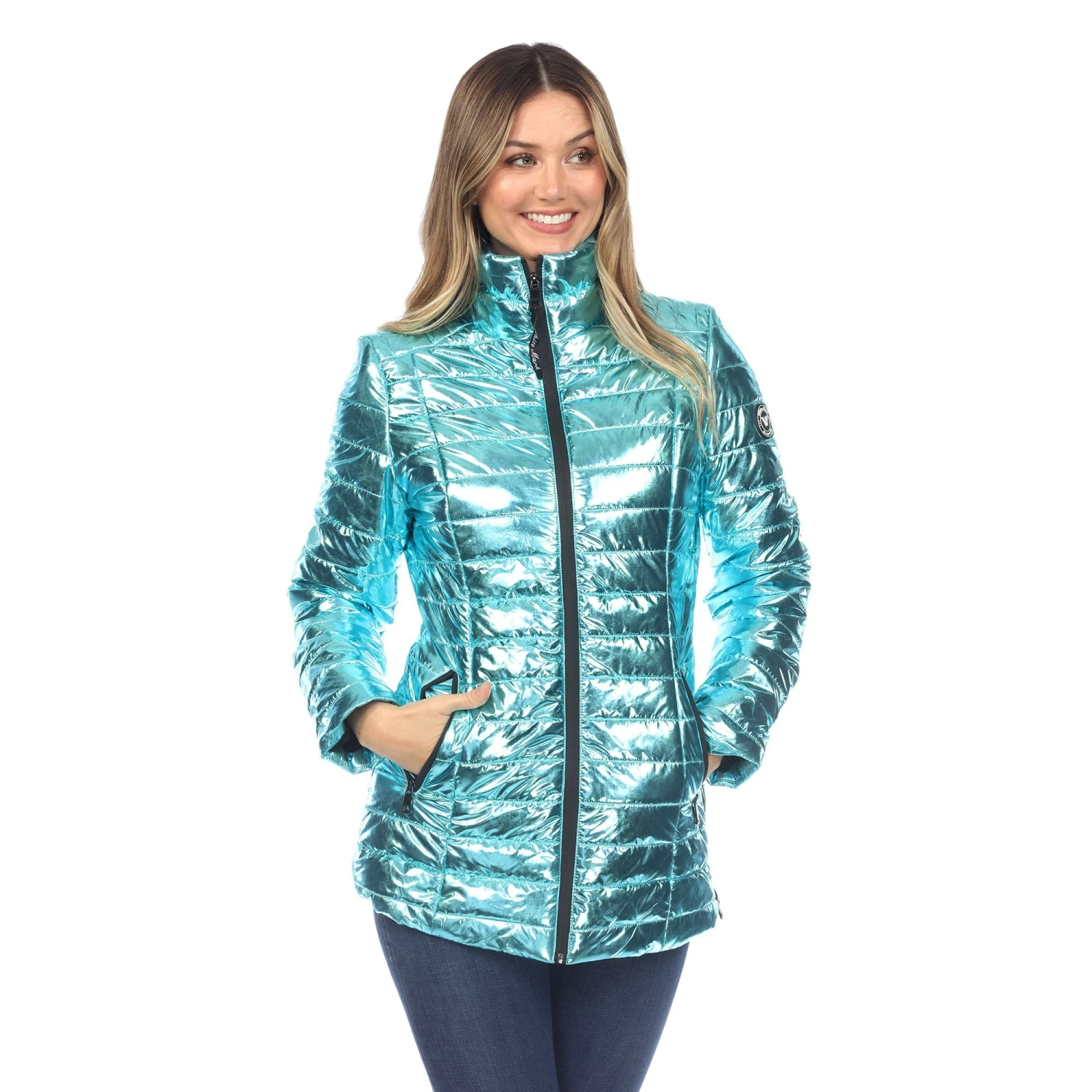 Women's Metallic Puffer Coat - Lightweight Fitted Winter Jacket 11 Women's Metallic Puffer Coat - Lightweight Fitted Winter Jacket - Image 11