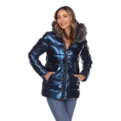 Women's Metallic Oversized Puffer Coat - Stylish Hooded Winter Jacket 32 Women's Metallic Oversized Puffer Coat - Stylish Hooded Winter Jacket -Dressbarn Store womens metallic puffer coat with hoodie 635168