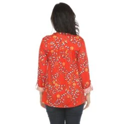 Women's Paisley Button Front Tunic Top with Roll-Tab Sleeves -Dressbarn Store womens paisley button front tunic top 125327