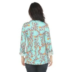 Women's Paisley Button Front Tunic Top with Roll-Tab Sleeves -Dressbarn Store womens paisley button front tunic top 557344