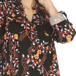 Women's Paisley Button Front Tunic Top with Roll-Tab Sleeves -Dressbarn Store womens paisley button front tunic top 682867