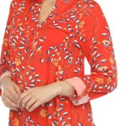 Women's Paisley Button Front Tunic Top with Roll-Tab Sleeves -Dressbarn Store womens paisley button front tunic top 831807