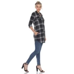 Women's Plaid Tunic Shirt with Side Pockets & Roll Tab Sleeves 23 Women's Plaid Tunic Shirt with Side Pockets & Roll Tab Sleeves -Dressbarn Store womens plaid tunic shirt 351601