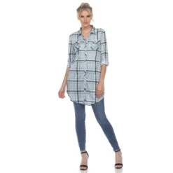 Women's Plaid Tunic Shirt with Side Pockets & Roll Tab Sleeves 27 Women's Plaid Tunic Shirt with Side Pockets & Roll Tab Sleeves -Dressbarn Store womens plaid tunic shirt 797522