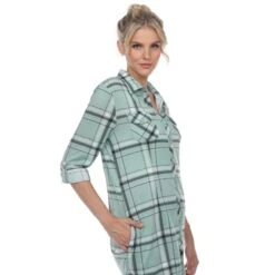 Women's Plaid Tunic Shirt with Side Pockets & Roll Tab Sleeves 35 Women's Plaid Tunic Shirt with Side Pockets & Roll Tab Sleeves -Dressbarn Store womens plaid tunic shirt 935500