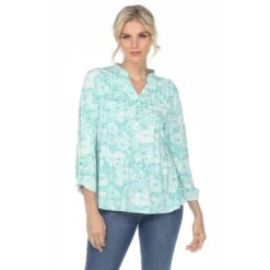 Floral Print Pleated Tunic Blouse with Roll-Tab Sleeves -Dressbarn Store womens pleated long sleeve floral print blouse 316277