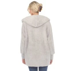 White Mark Women's Plush Hooded Cardigan with Pockets -Dressbarn Store womens plush hooded cardigan with pockets 785665