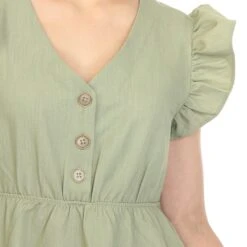 Women's Chambray Ruffle Sleeve Babydoll Dress with Elastic Waist -Dressbarn Store womens ruffle sleeve knee length dress 942585