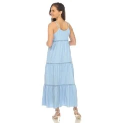 Women's Tiered Ruffle Maxi Dress with Adjustable Straps and Lace Detail 22 Women's Tiered Ruffle Maxi Dress with Adjustable Straps and Lace Detail -Dressbarn Store womens scoop neck tiered maxi dress 400691