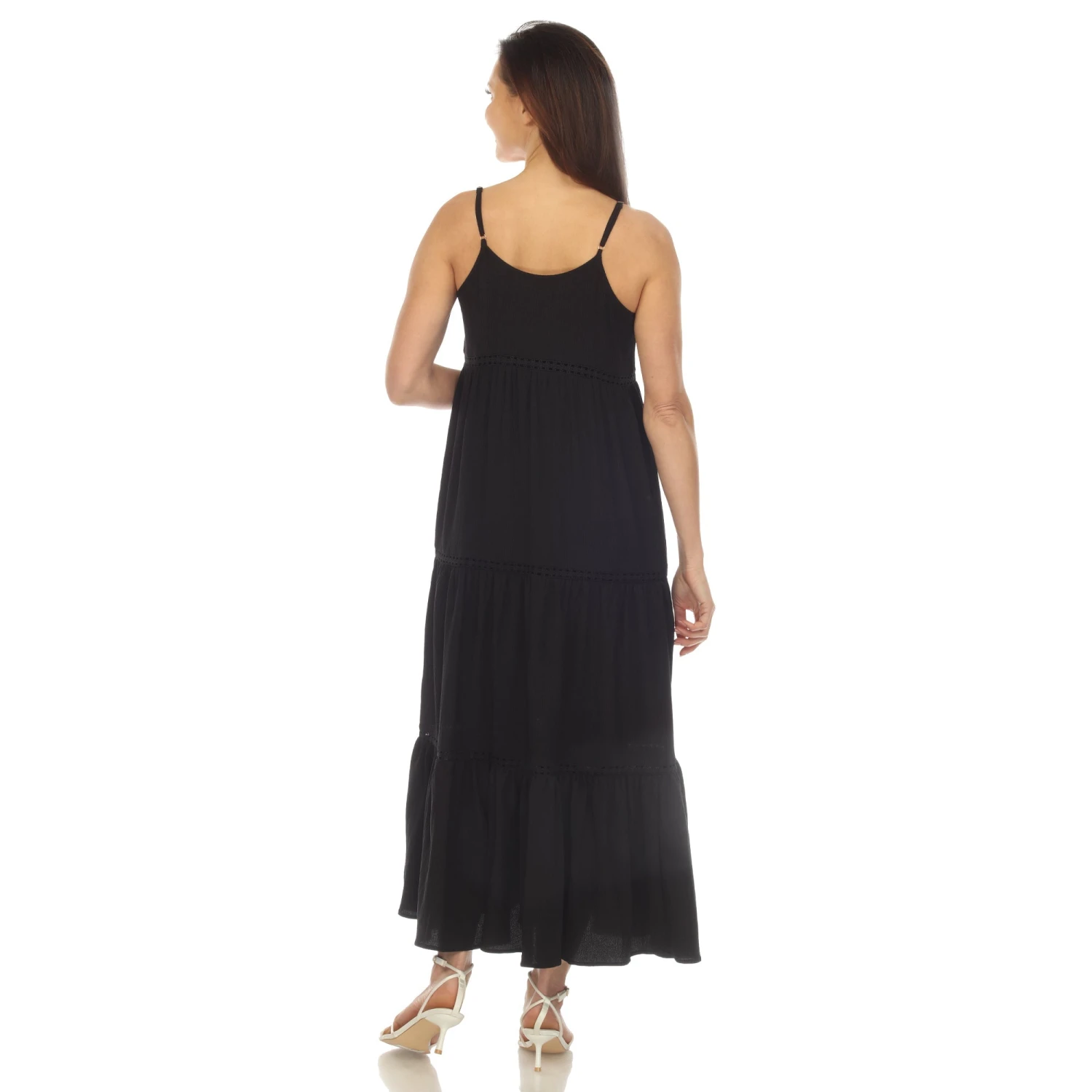 Women's Tiered Ruffle Maxi Dress with Adjustable Straps and Lace Detail 15 Women's Tiered Ruffle Maxi Dress with Adjustable Straps and Lace Detail - Image 15