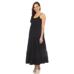 Women's Tiered Ruffle Maxi Dress with Adjustable Straps and Lace Detail 37 Women's Tiered Ruffle Maxi Dress with Adjustable Straps and Lace Detail -Dressbarn Store womens scoop neck tiered maxi dress 586055