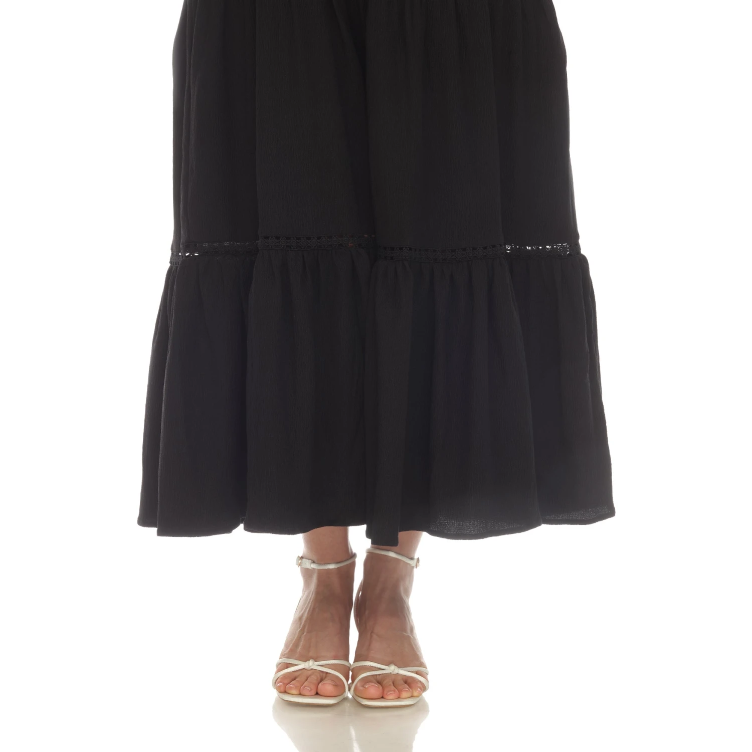 Women's Tiered Ruffle Maxi Dress with Adjustable Straps and Lace Detail 16 Women's Tiered Ruffle Maxi Dress with Adjustable Straps and Lace Detail - Image 16