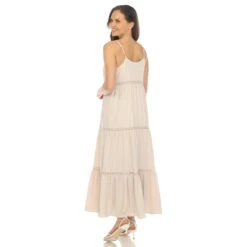 Women's Tiered Ruffle Maxi Dress with Adjustable Straps and Lace Detail 28 Women's Tiered Ruffle Maxi Dress with Adjustable Straps and Lace Detail -Dressbarn Store womens scoop neck tiered maxi dress 750778