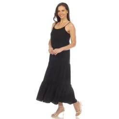 Women's Tiered Ruffle Maxi Dress with Adjustable Straps and Lace Detail 33 Women's Tiered Ruffle Maxi Dress with Adjustable Straps and Lace Detail -Dressbarn Store womens scoop neck tiered maxi dress 759299