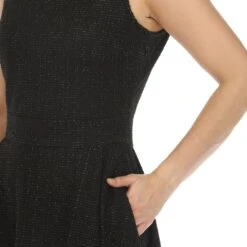 Elegant Women's Fit and Flare Tweed Sleeveless Knee Length Dress -Dressbarn Store womens tweed fit flare dress 481857