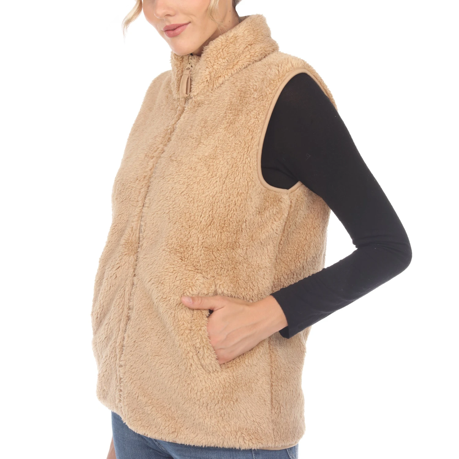 Women's Cozy Zip-Up Sherpa Vest with Pockets 4 Women's Cozy Zip-Up Sherpa Vest with Pockets - Image 4