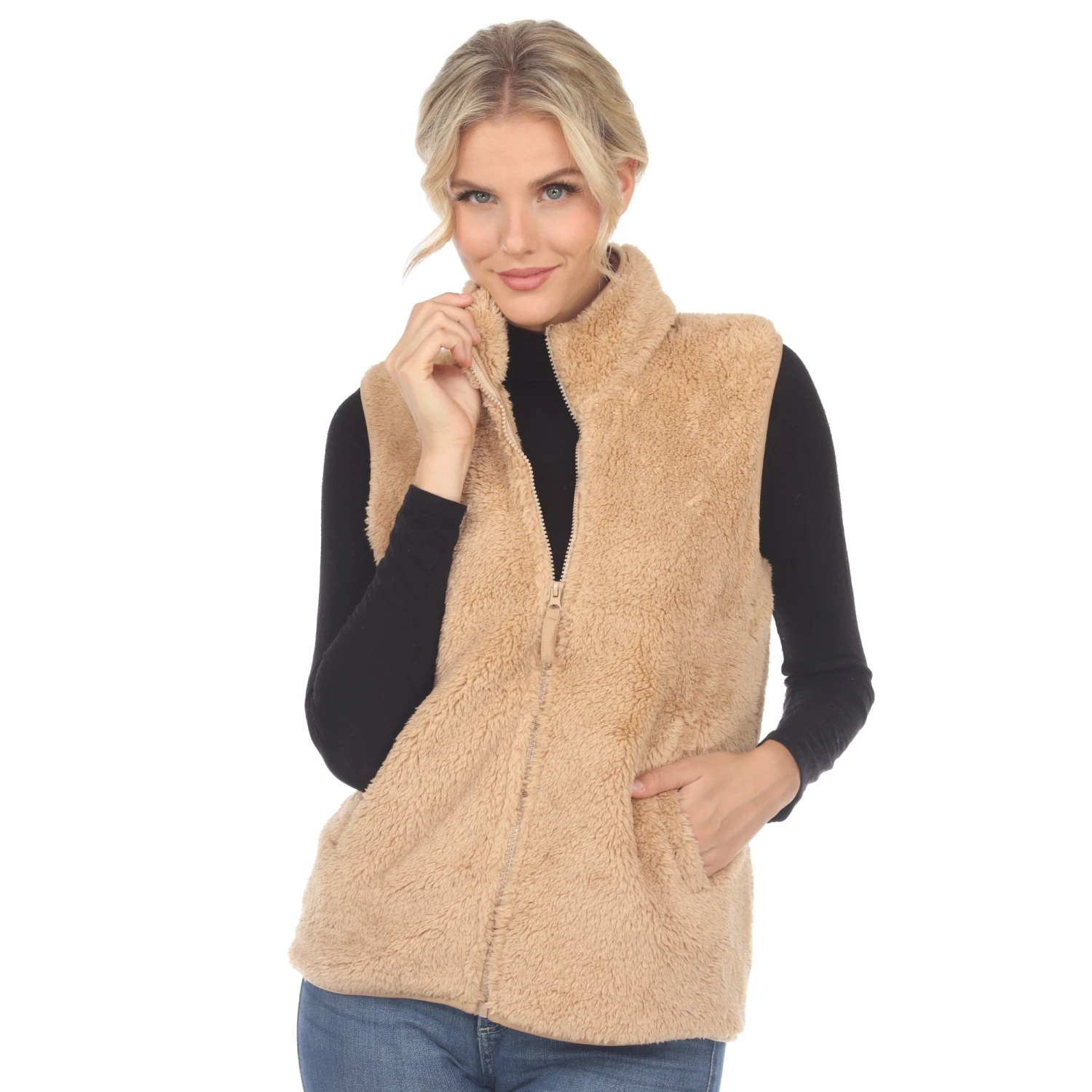 Women's Cozy Zip-Up Sherpa Vest with Pockets 1 Women's Cozy Zip-Up Sherpa Vest with Pockets